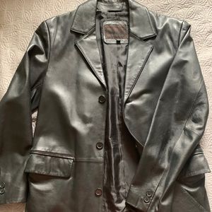 Leather trench coat